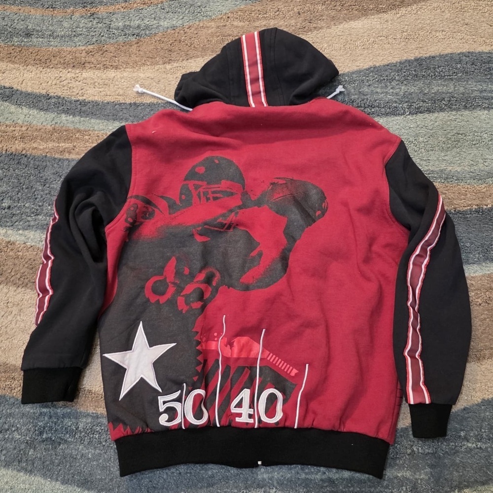 Vintage Dr Pepper JH Design Hoodie Jacket XL Red Black Full Zip Football Graphic